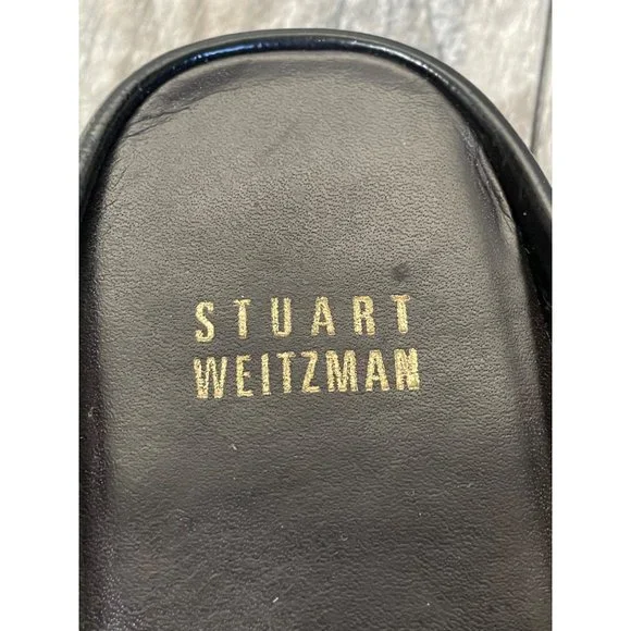 STUART WEITZMAN Black Patent Leather Mules Chain Women size 7.5 - Picture 9 of 10